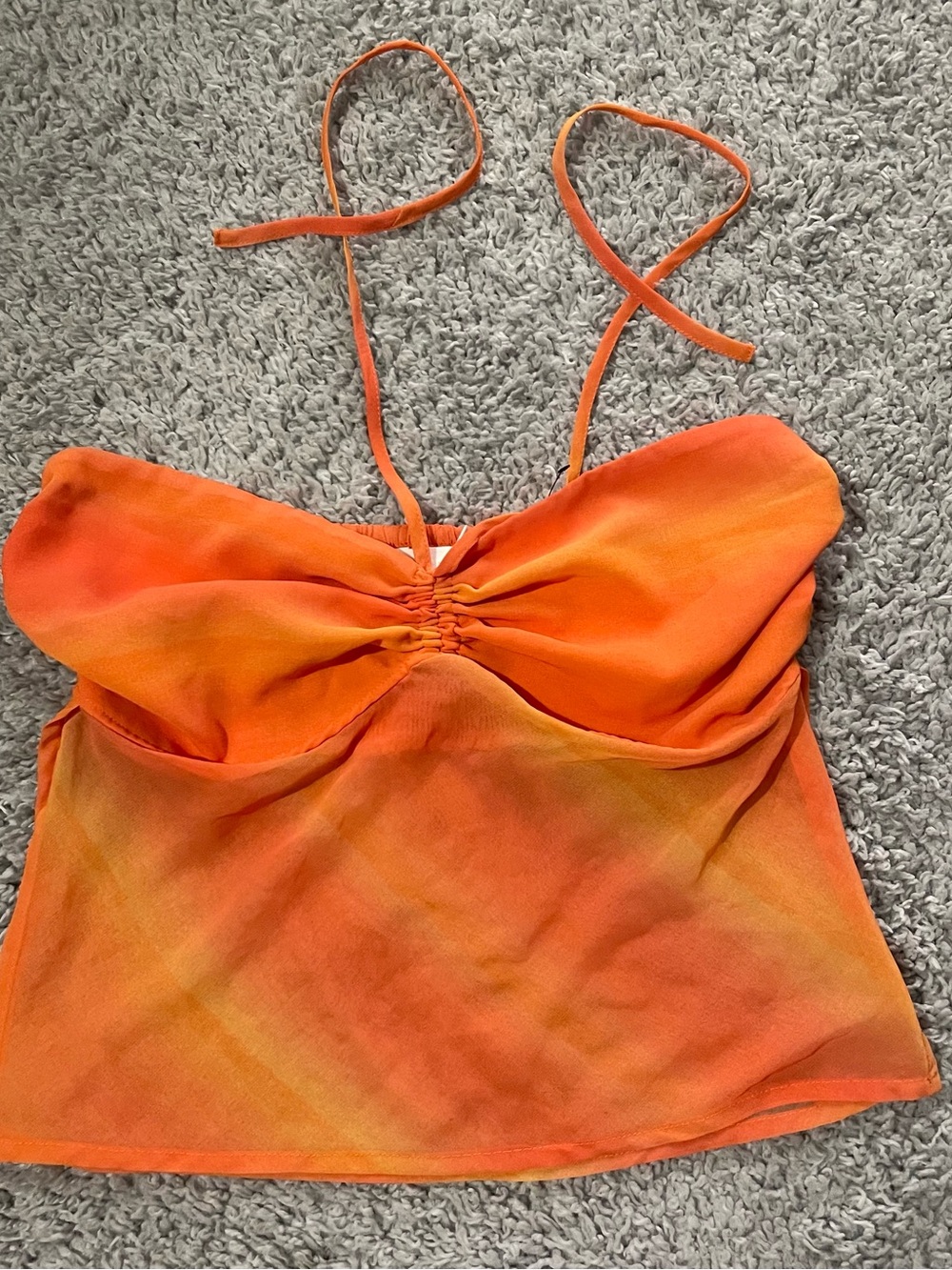 Orange Glassons Sheer Halter Top NWT